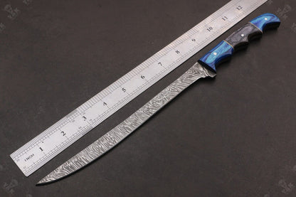13" Hand Forged Damascus Fillet Knife Damascus Steel Fillet Knife for Professionals W/Sheath