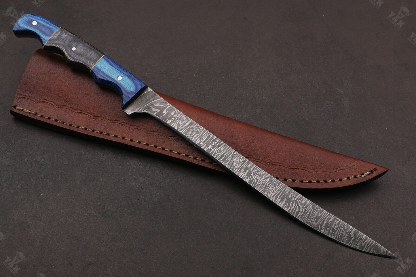 13" Hand Forged Damascus Fillet Knife Damascus Steel Fillet Knife for Professionals W/Sheath