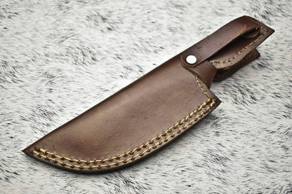Rare Handmade Damascus Steel Full Tang Camping Tracker Knife with Leather Sheath
