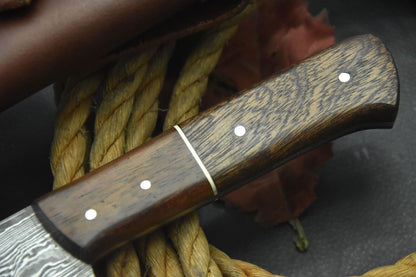 Custom San Mai Damascus Steel Chef Knife Handmade with Walnut Handle