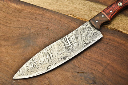 Custom Handmade Damascus Steel Chef Knife – Full Tang Blade, Sport Utility Kitchen Knife