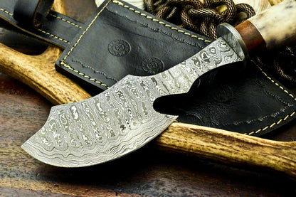 12.5" Damascus Bowie Knife | Premium Camel Bone Handle