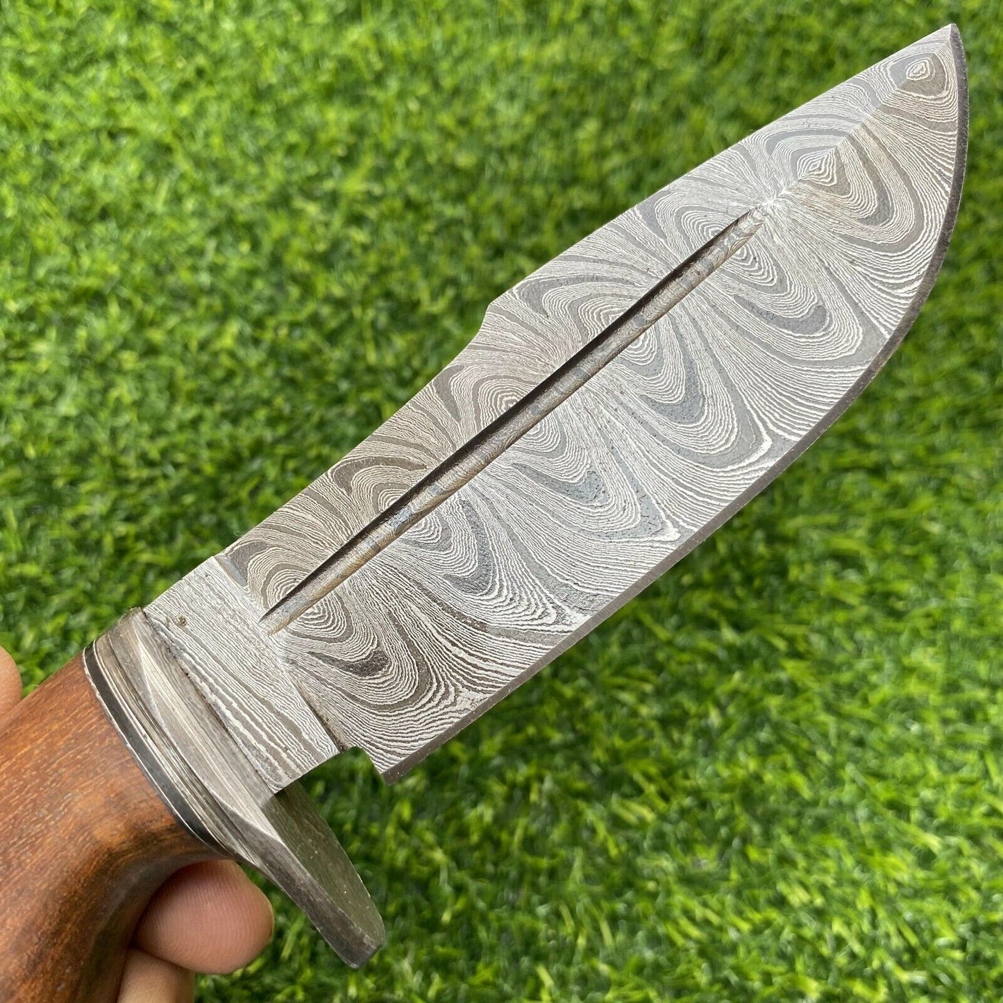 9 Inch Damascus Hunting Bowie Knife with Damascus Steel Handle