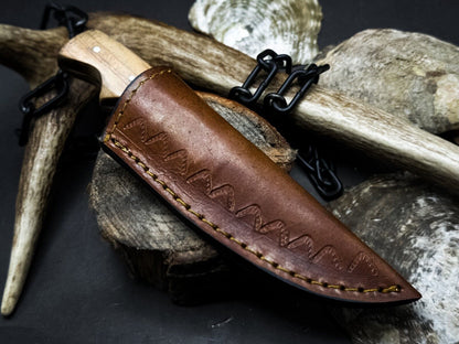 Heritage Forge Handmade D2 Steel Hunting Survival Knife with Wooden Handle and Leather Sheath