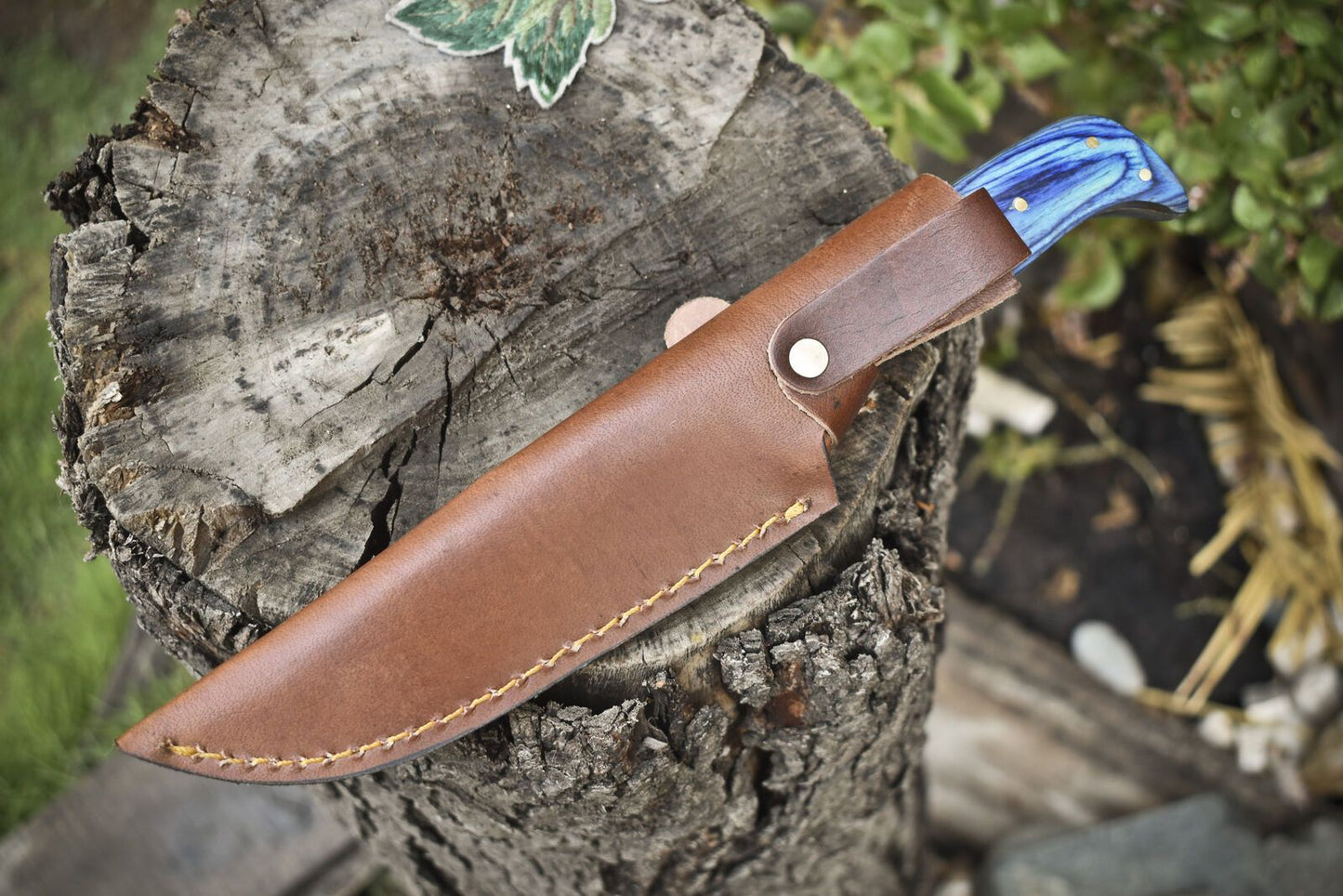 Twist Damascus Skinner Knife Mixed Handle Survival Hunting Tool