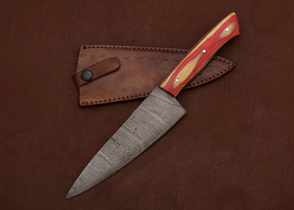Custom Handmade Damascus Steel Kitchen Chef Fillet Knife With Pakka Wood Handle
