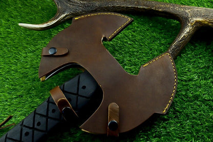 Hand Forged Carbon Steel Double Headed Viking Battle Axe with Ash Wood Handle and Leather Sheath
