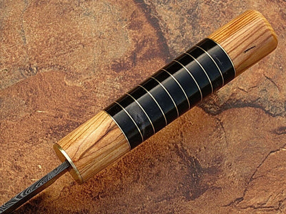 2-Piece Handmade Damascus Chef Knife Set – Olive Wood & Buffalo Horn, Full Tang Japanese Steel
