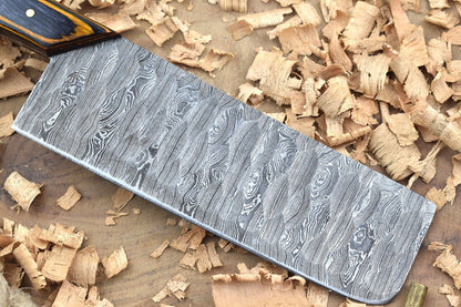 Custom Handmade Damascus Steel Chef Knife – 11" Kitchen Knife with 5" Blade & Black/Orange Dollar Thappa Sturl Open Tang Handle