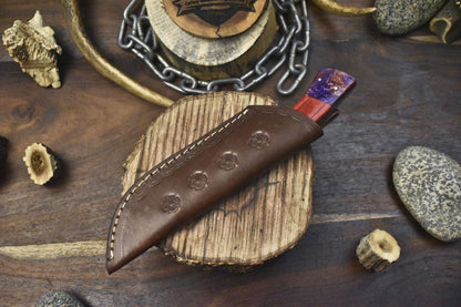 Custom Twist Damascus Skinner Knife with Hardwood Handle and Micarta Bolster – Everyday Carry EDC Knife