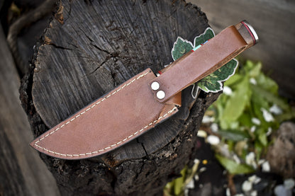 9.5 in Hunting Skinner Knife Twist Damascus Walnut Wood