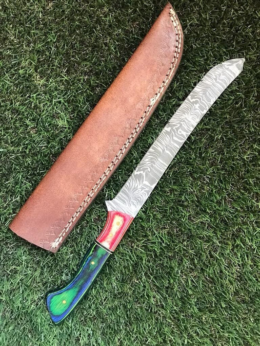 13" Damascus Fillet Knife Handmade Twist Damascus Steel Fillet Brisket & Hunting Knife