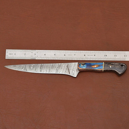 Premium Handmade Damascus Steel Fillet & Chef Knife with Pakka Wood Handle