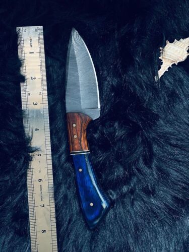 8" Custom Twist Damascus Bowie Knife – Camel Bone & Wood