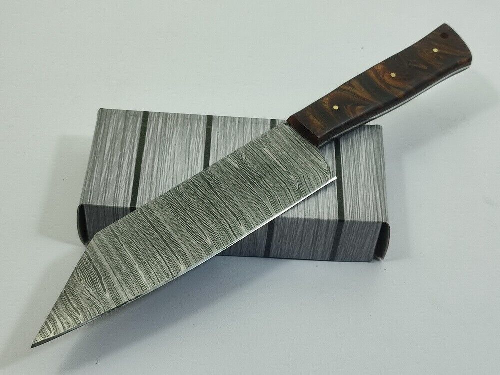 12" Handmade Damascus Blade Full Tang Chef Knife with Resin Handle & Sheath