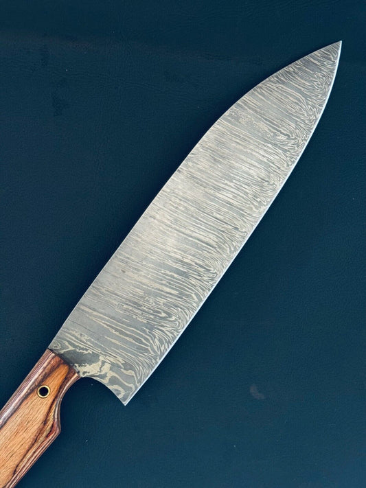15" Handmade Twist Storm Damascus Steel Chef Knife | Kitchen Fillet Knife with Bone & Wood Handle
