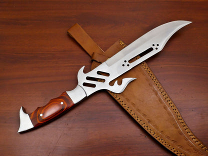 Handmade 13" D2 Steel Full Tang Bowie Knife Tactical Bowie Knife With Wood Handle