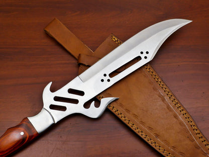 Handmade 13" D2 Steel Full Tang Bowie Knife Tactical Bowie Knife With Wood Handle