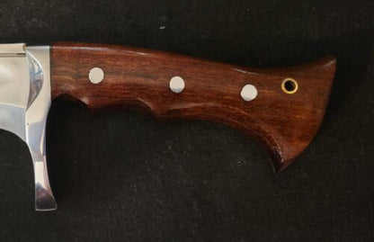Custom Handmade D2 Steel Hunting Bowie Knife | Wood Handle & Leather Sheath