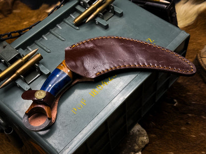 Handmade 8"Damascus Karambit Knife Best Damascus Hunting Knife with Wood and Resin Handle