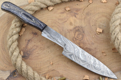 Hand Forged Damascus Steel Chef Knife | Custom Black Dollar Sheet Handle