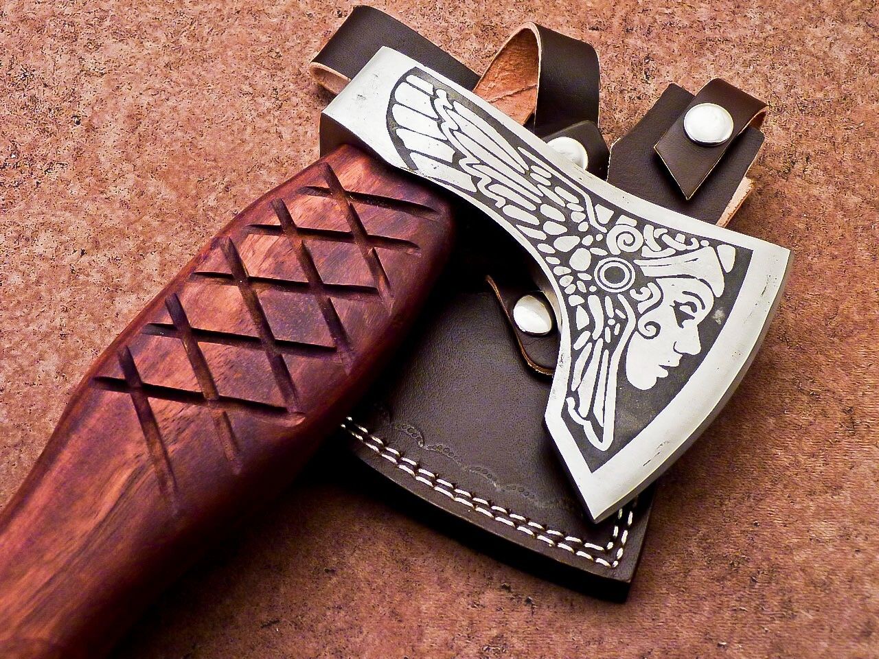 Handmade Carbon Steel Viking Axe – Bearded Camping Hatchet Tomahawk 16"