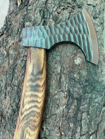 Custom Forged Viking Axe – Bushcraft, Camping, and Jungle Wood Cutting Axe with Leather Sheath