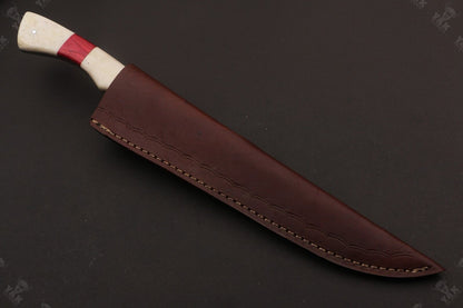 13" Hand Forged Damascus Fillet Knife Handmade Fillet Knives With Leather Sheath