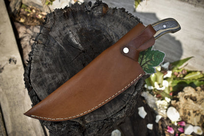 Twist Damascus Hunting Skinner Knife with Hardwood Handle – Razor Sharp Survival Blade