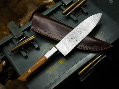 Custom Handmade Twist Damascus Steel Chef Knife Set | Paka Wood Handle
