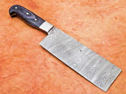 12" Professional Chef Chopper Cleaver Knife – Handmade Damascus Steel with Hardwood Handle