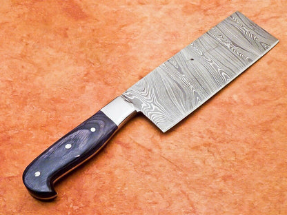 12" Professional Chef Chopper Cleaver Knife – Handmade Damascus Steel with Hardwood Handle