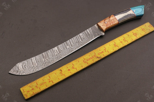 13" Custom Handmade Damascus Steel Fillet Knife Best Fillet Knife W/Sheath