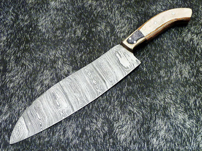 10" Handmade Damascus Steel Chef Knife – 5" Blade with Durable Hardwood Handle