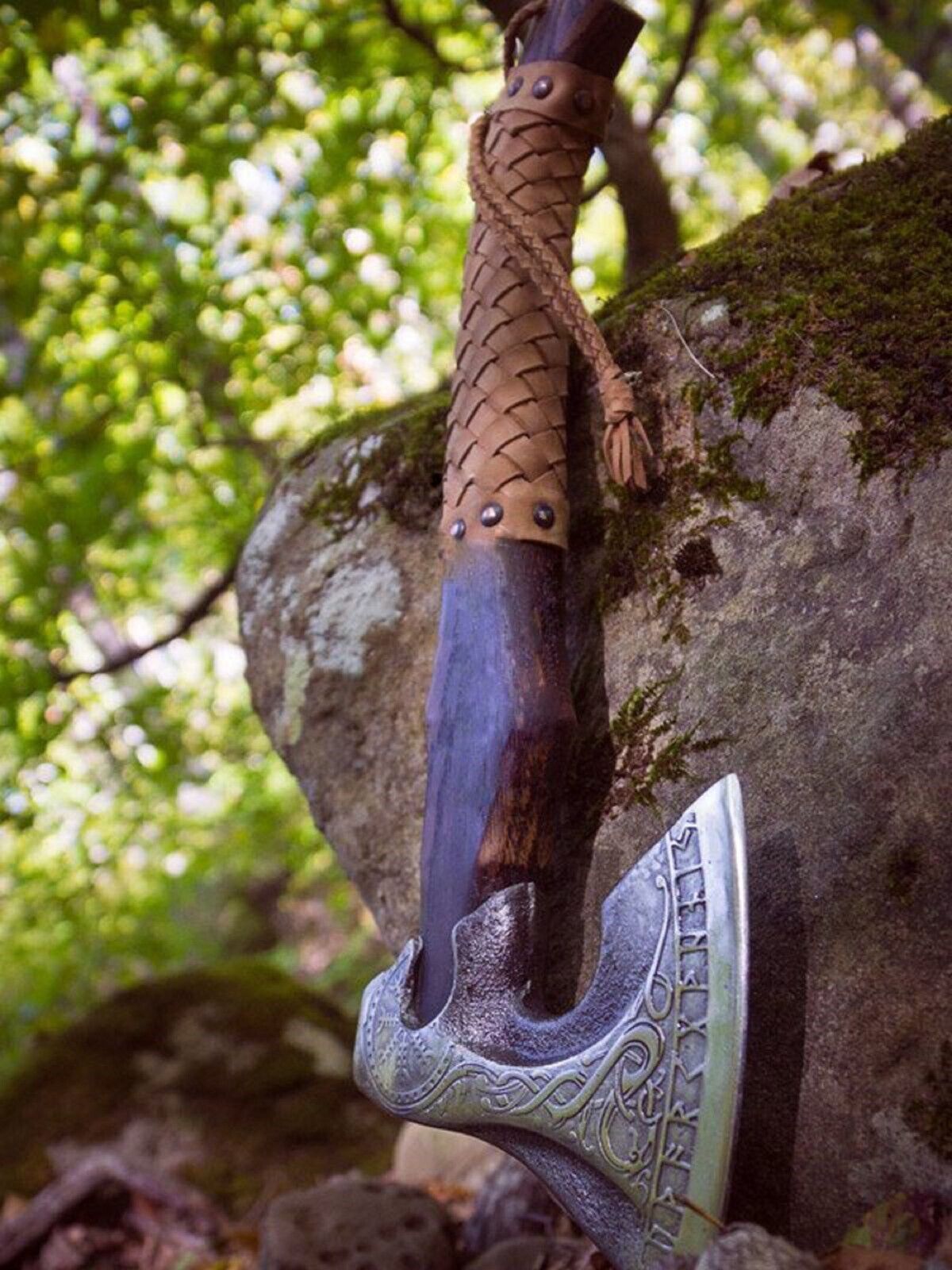 Customized Hand Forged High Carbon Steel Throwing Viking Axe with Ash Wood Handle