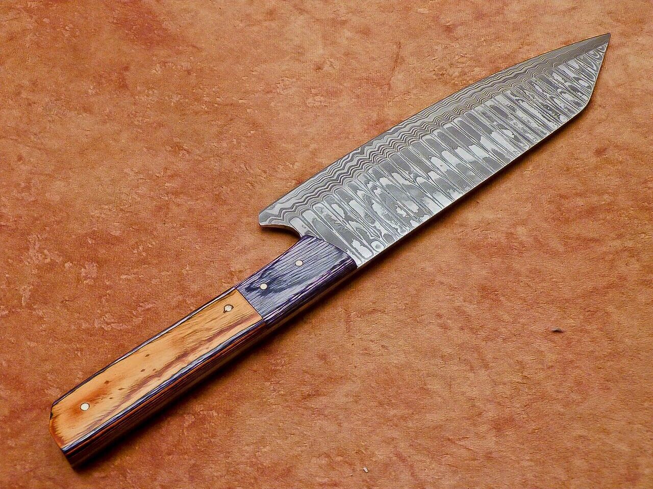 13" Professional Chef Kitchen Knife – Handmade Damascus Steel Blade with Hard Wood Handle