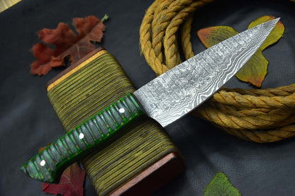 Custom 12.7" OAL Handmade Damascus Steel Chef Knife with Walnut Wooden Handle – Ladder Pattern