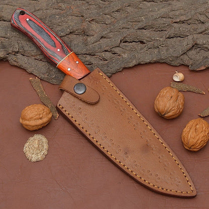 Handmade Damascus Steel Chef Fillet Knife With Pakka Wood Handle