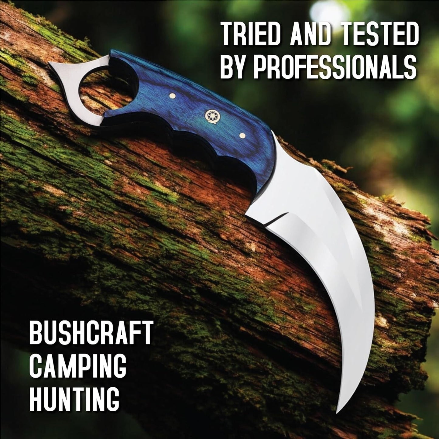 Handmade D2 Steel Karambit Knife 9" Full Tang Fixed Blade Karambit with Pakkawood Handle