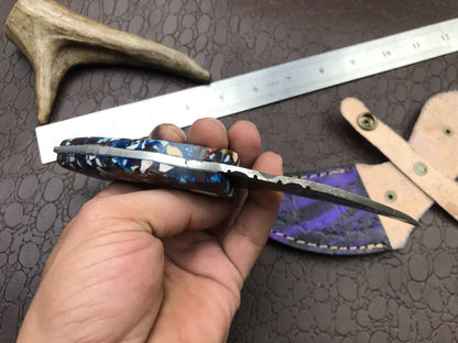 8" Handmade Damascus Karambit Full Tang Damascus Steel Karambit Knife with Resin Handle