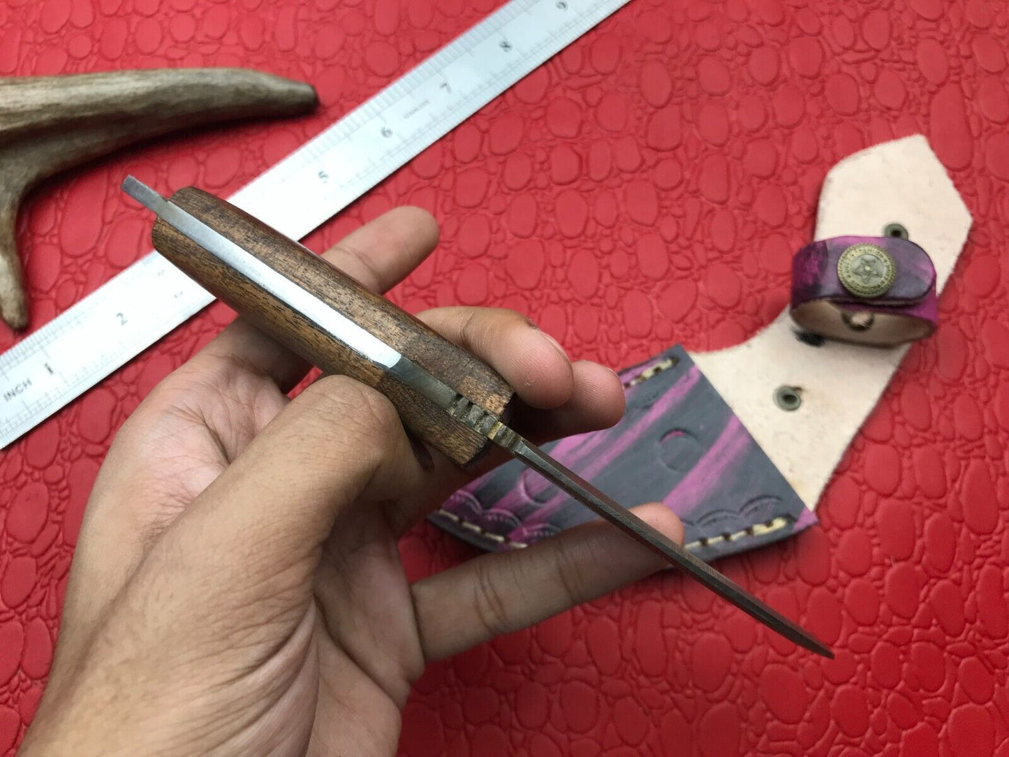 8" Handmade Damascus Karambit Damascus Steel Hunting Knife With Wood Handle