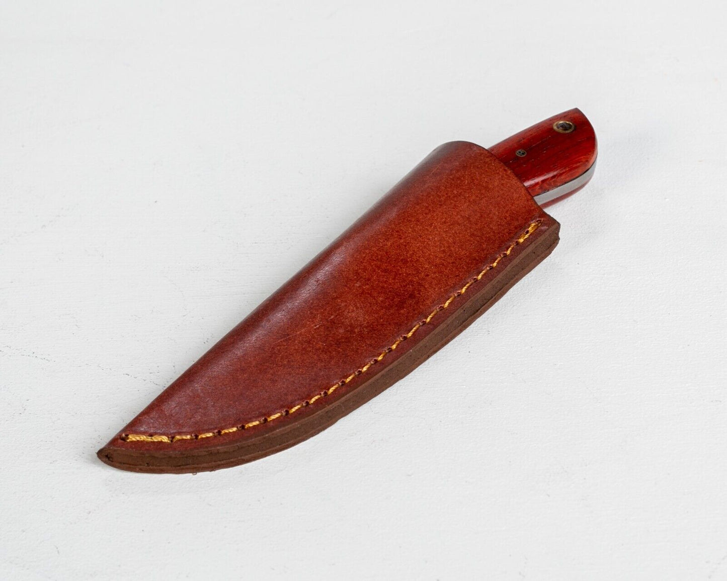 7" Skinner Knife – 3" Stainless Steel Blade with Red Mahogany Handle & Leather Sheath