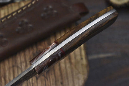 Handmade Rain Drop Damascus Skinner Knife 8" Walnut Wood Camping Hunting Blade