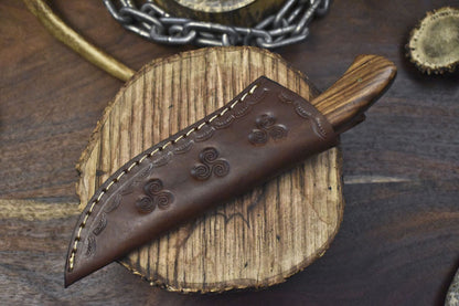 Handmade Rain Drop Damascus Skinner Knife 8" Walnut Wood Camping Hunting Blade
