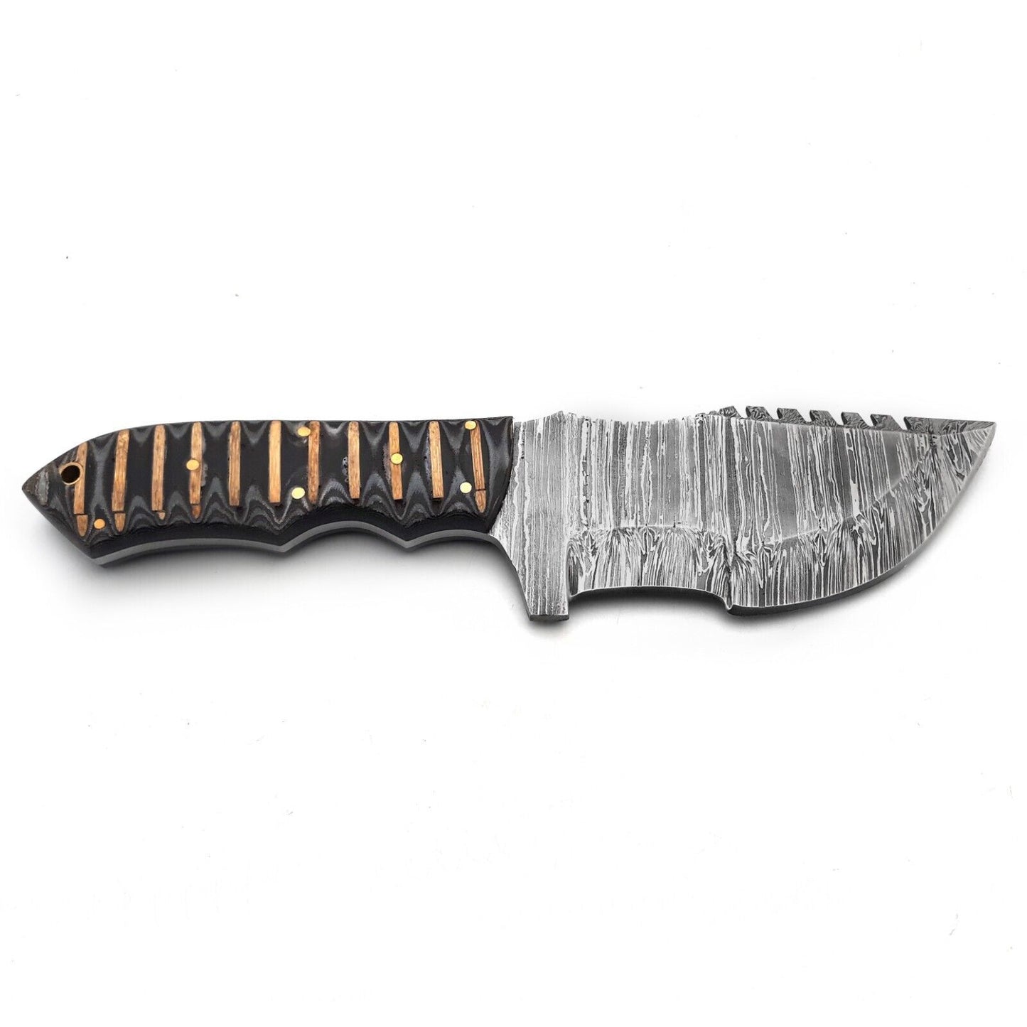 Damascus Tracker Knife with Sheath – Handmade Full Tang Fixed Blade Hunting Knife with G10 Handle