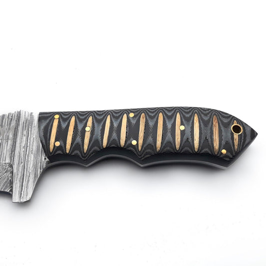 Damascus Tracker Knife with Sheath – Handmade Full Tang Fixed Blade Hunting Knife with G10 Handle