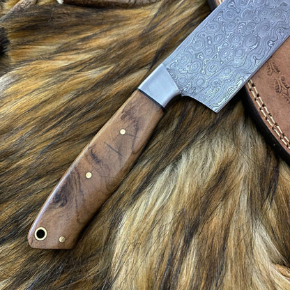 Handmade Damascus Steel Chef Knife with Olive Wood Handle – 12" Professional Kitchen Knife