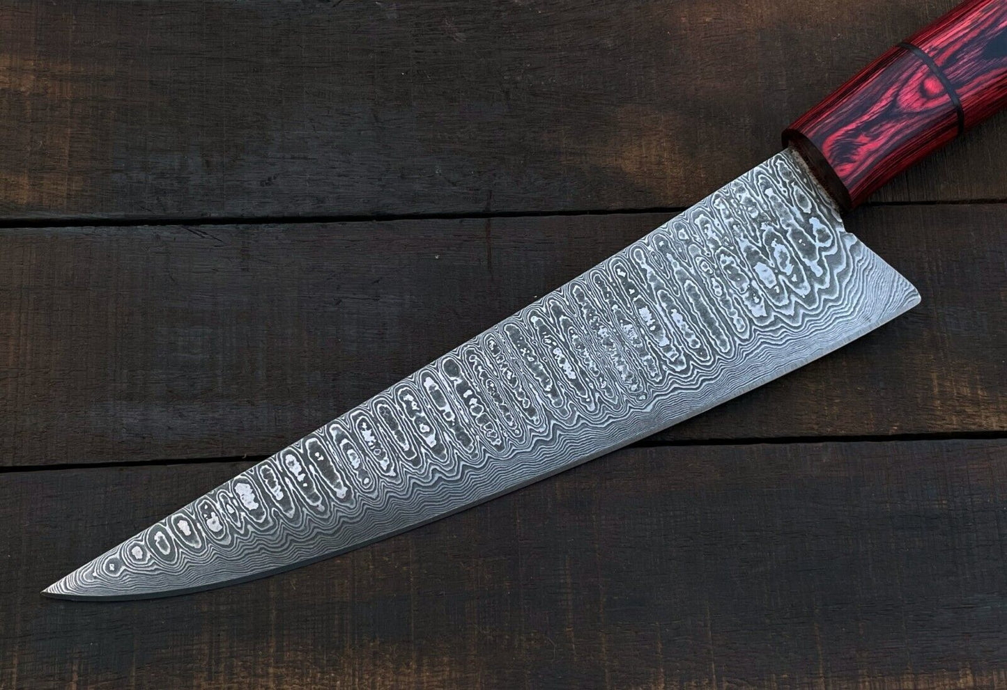 Chef Knife – Custom Handmade Damascus Steel Kitchen Knife with Wood Handle