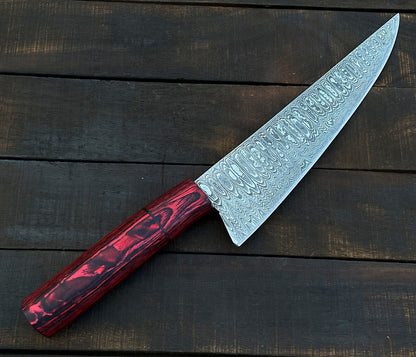 Chef Knife – Custom Handmade Damascus Steel Kitchen Knife with Wood Handle