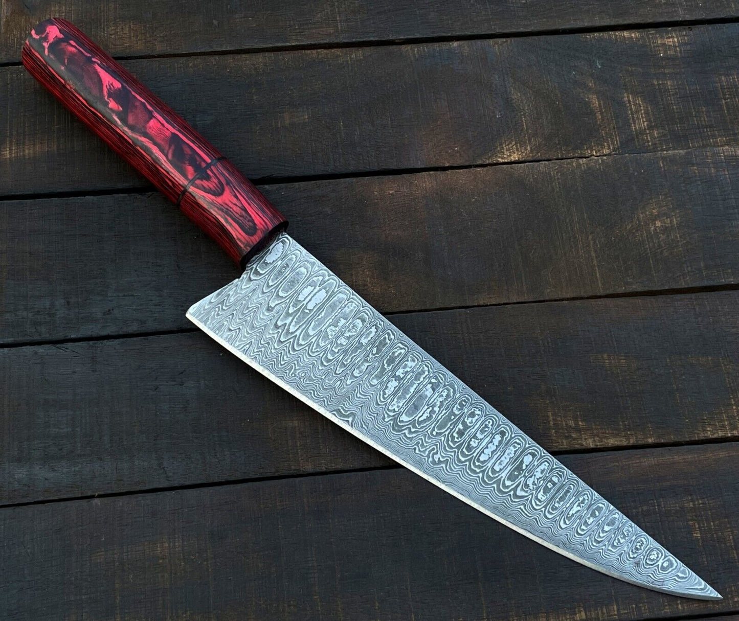 Chef Knife – Custom Handmade Damascus Steel Kitchen Knife with Wood Handle